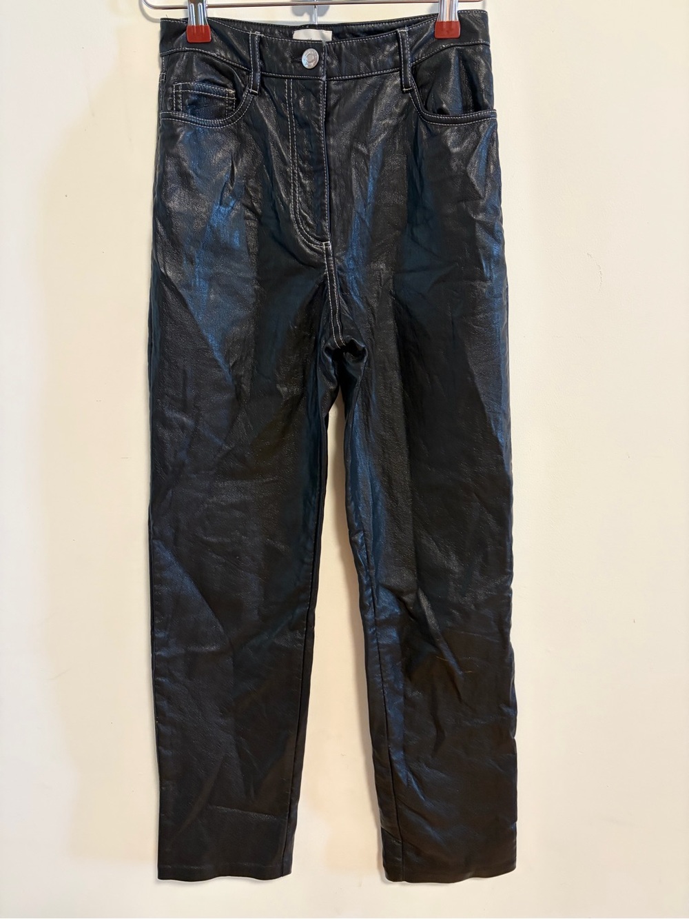 Wilfred Aritzia Black Faux Leather Straight Leg Pants Size 0